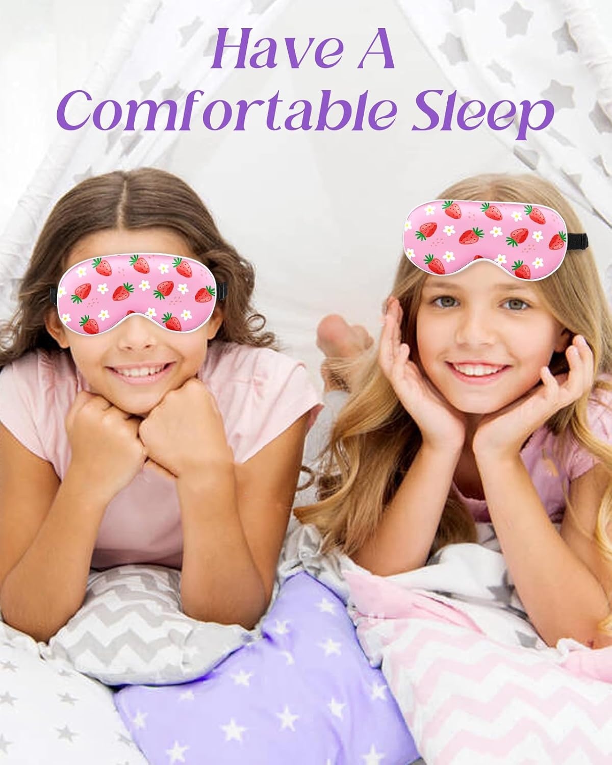 image:imageMiss Adola Sleep Mask for Kids Silk Eye Mask for Sleeping Cute Cartoon Kids Sleep Mask for Boys Girls Teens Soft Smooth Adjustable Straps Silk Kids Eye Cover Black DinosaurStrawberry