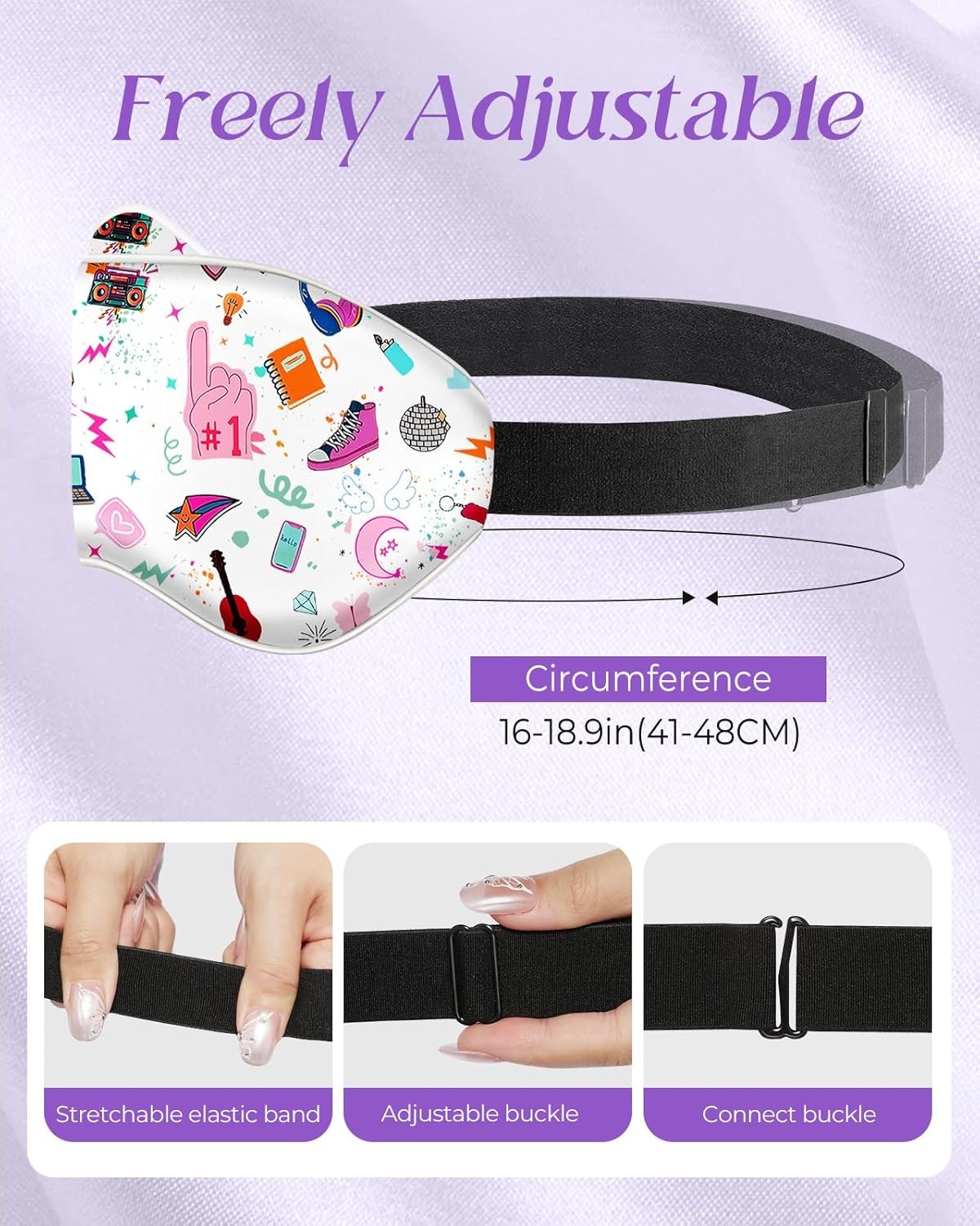 image:imageMiss Adola Sleep Mask for Kids Silk Eye Mask for Sleeping Cute Cartoon Kids Sleep Mask for Boys Girls Teens Soft Smooth Adjustable Straps Silk Kids Eye Cover Black DinosaurTl Element