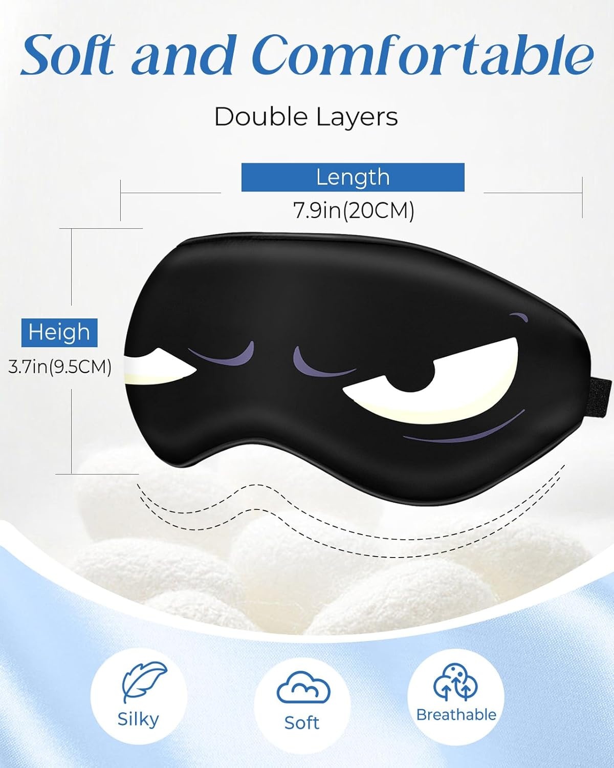 image:imageMiss Adola Sleep Mask for Kids Silk Eye Mask for Sleeping Cute Cartoon Kids Sleep Mask for Boys Girls Teens Soft Smooth Adjustable Straps Silk Kids Eye Cover Black DinosaurBlack White Eyes