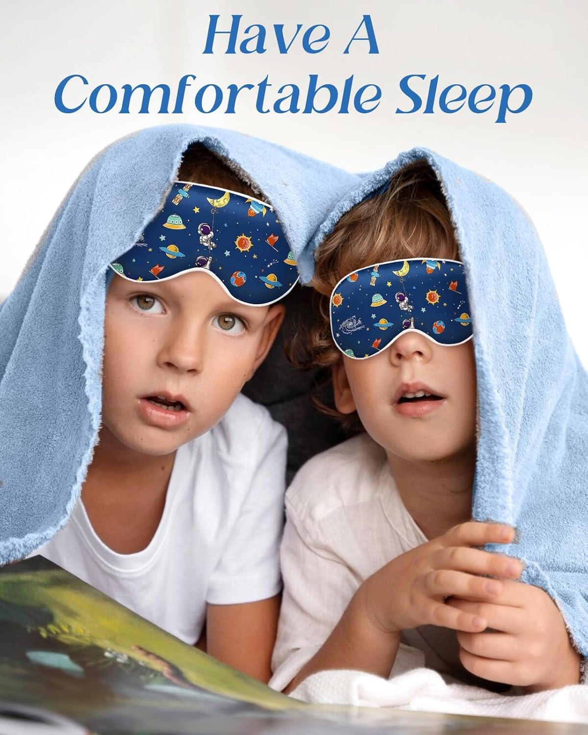 image:imageMiss Adola Sleep Mask for Kids Silk Eye Mask for Sleeping Cute Cartoon Kids Sleep Mask for Boys Girls Teens Soft Smooth Adjustable Straps Silk Kids Eye Cover Black DinosaurBlue Astronaut