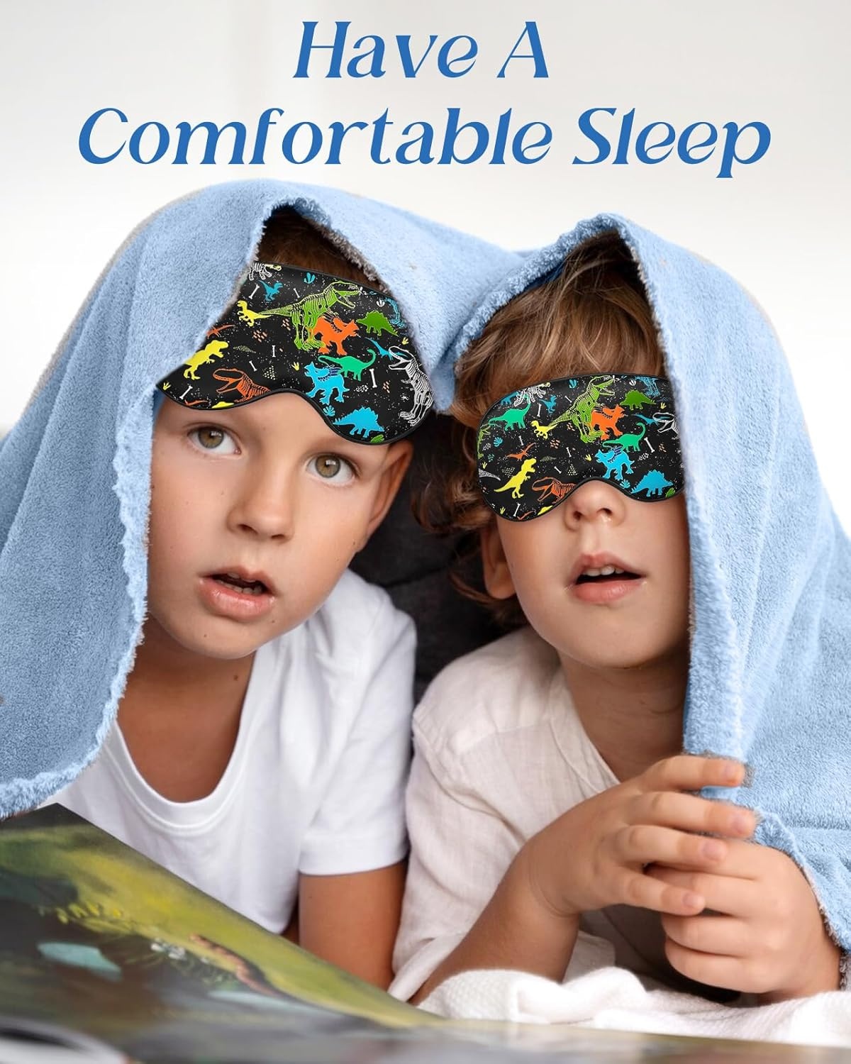 image:imageMiss Adola Sleep Mask for Kids Silk Eye Mask for Sleeping Cute Cartoon Kids Sleep Mask for Boys Girls Teens Soft Smooth Adjustable Straps Silk Kids Eye Cover Black DinosaurBlack Dinosaur