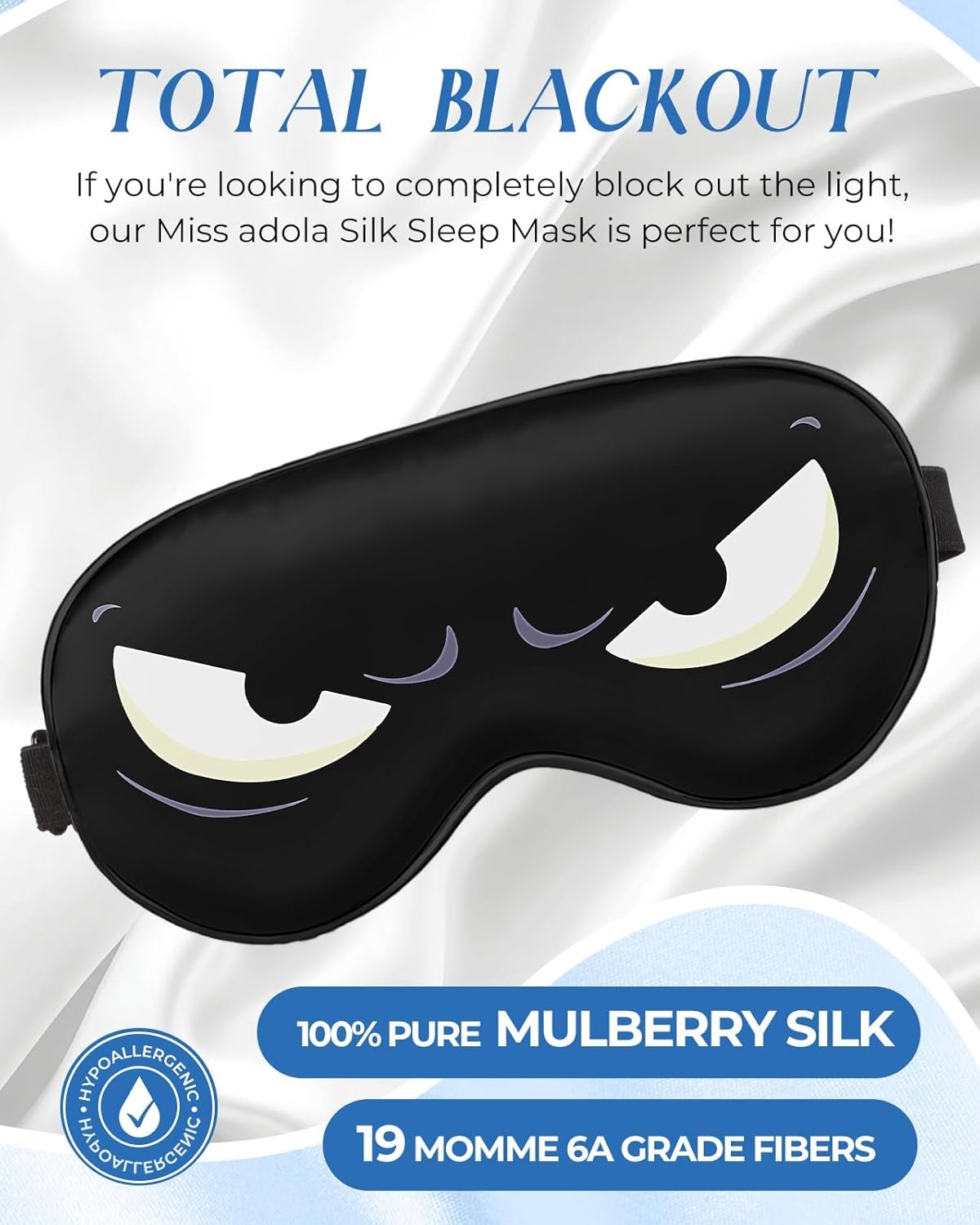 image:imageMiss Adola Sleep Mask for Kids Silk Eye Mask for Sleeping Cute Cartoon Kids Sleep Mask for Boys Girls Teens Soft Smooth Adjustable Straps Silk Kids Eye Cover Black DinosaurBlue Ballgame