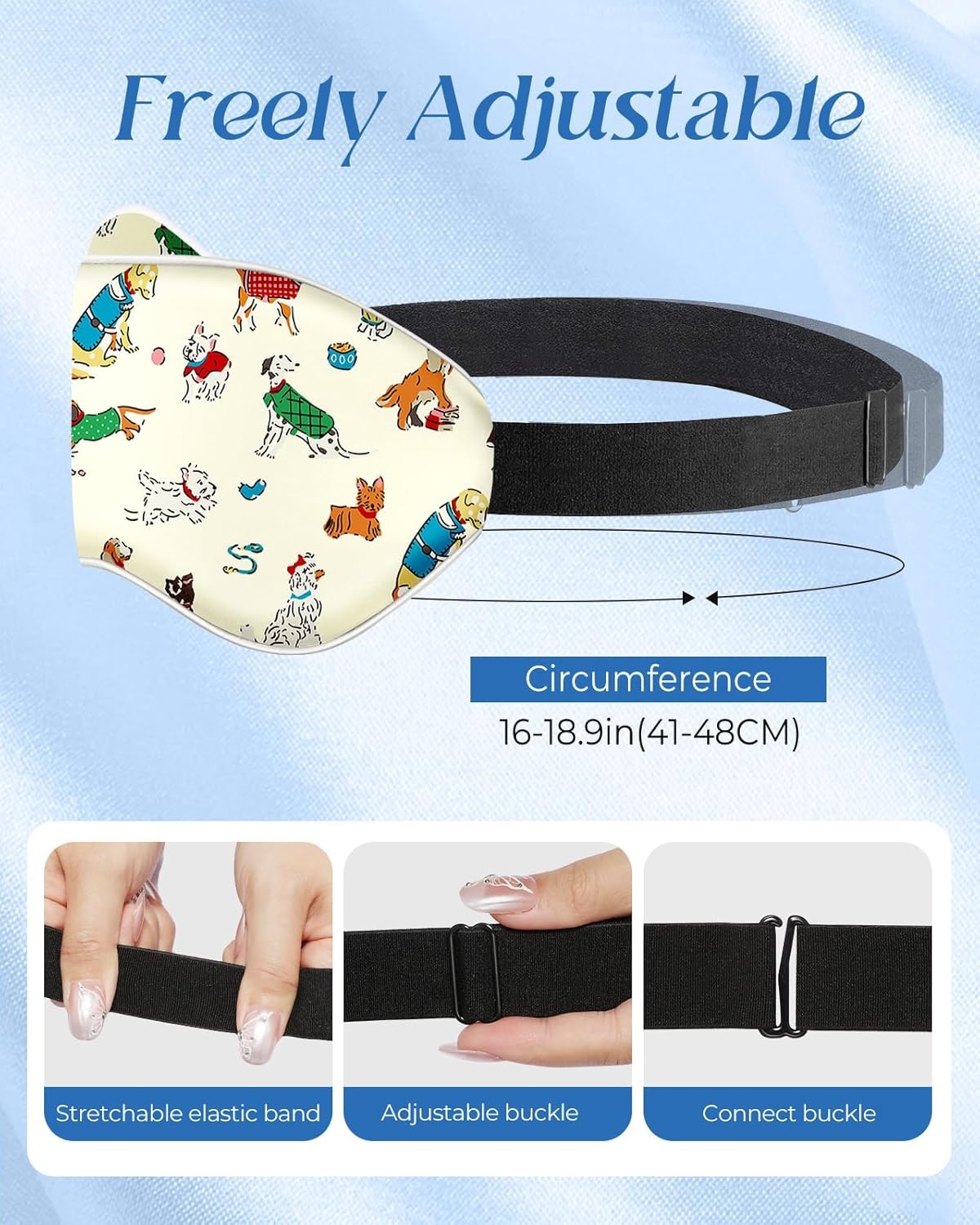 image:imageMiss Adola Sleep Mask for Kids Silk Eye Mask for Sleeping Cute Cartoon Kids Sleep Mask for Boys Girls Teens Soft Smooth Adjustable Straps Silk Kids Eye Cover Black DinosaurCartoon Puppy
