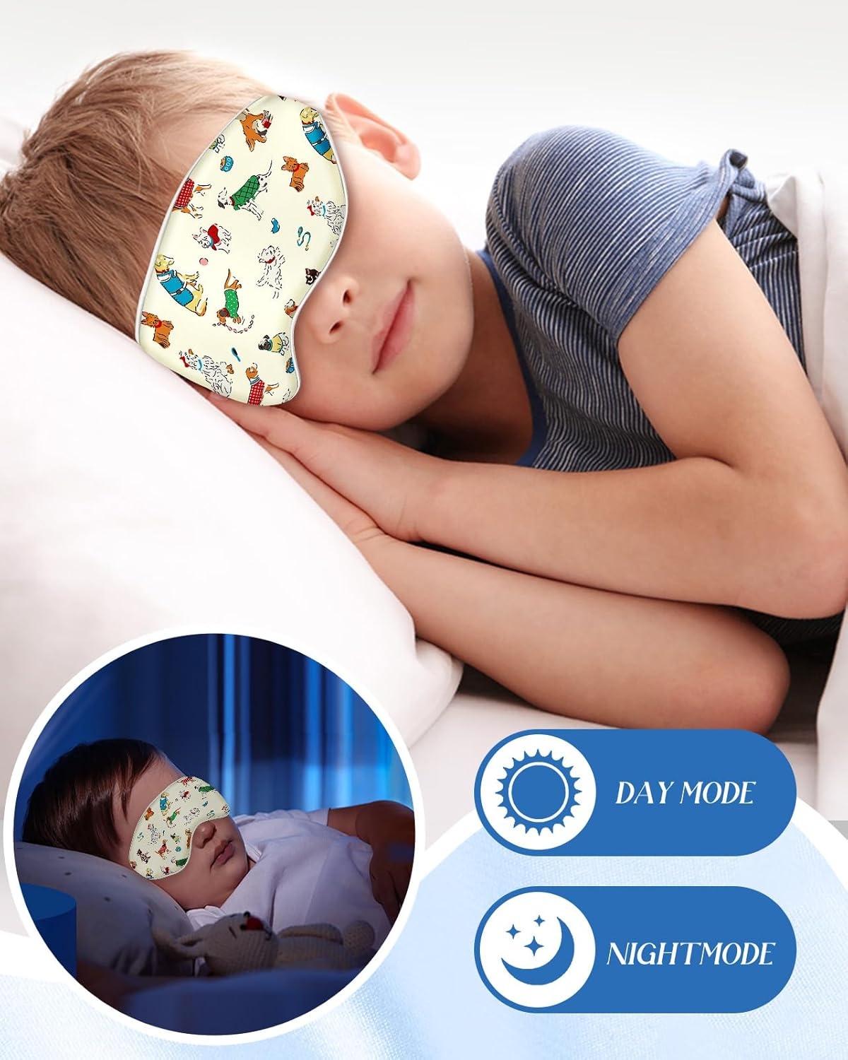 image:imageMiss Adola Sleep Mask for Kids Silk Eye Mask for Sleeping Cute Cartoon Kids Sleep Mask for Boys Girls Teens Soft Smooth Adjustable Straps Silk Kids Eye Cover Black DinosaurCartoon Puppy