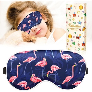 image:imageMiss Adola Sleep Mask for Kids  Cute Kawaii Cartoon Silk Sleeping Mask with Adjustable Strap Soft Smooth Light Eye Mask for Sleeping Silk Kids Eye Cover for Boys Girls Teens Luminous Black CatsBlue Pk Flamingos