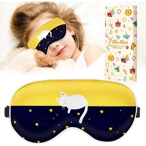image:imageMiss Adola Sleep Mask for Kids  Cute Kawaii Cartoon Silk Sleeping Mask with Adjustable Strap Soft Smooth Light Eye Mask for Sleeping Silk Kids Eye Cover for Boys Girls Teens Luminous Black CatsSleep Cat