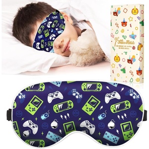 image:imageMiss Adola Sleep Mask for Kids  Cute Kawaii Cartoon Silk Sleeping Mask with Adjustable Strap Soft Smooth Light Eye Mask for Sleeping Silk Kids Eye Cover for Boys Girls Teens Luminous Black CatsBlue Green Game