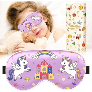 image:imageMiss Adola Sleep Mask for Kids  Silk Eye Mask for Sleeping Cute Cartoon Kids Sleep Mask for Boys Girls Teens Soft Smooth Adjustable Straps Silk Kids Eye Cover Black DinosaurCp Unicorn