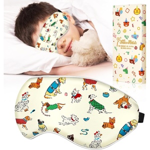 image:imageMiss Adola Sleep Mask for Kids  Silk Eye Mask for Sleeping Cute Cartoon Kids Sleep Mask for Boys Girls Teens Soft Smooth Adjustable Straps Silk Kids Eye Cover Black DinosaurCartoon Puppy