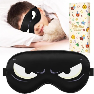 image:imageMiss Adola Sleep Mask for Kids  Silk Eye Mask for Sleeping Cute Cartoon Kids Sleep Mask for Boys Girls Teens Soft Smooth Adjustable Straps Silk Kids Eye Cover Black DinosaurBlack White Eyes