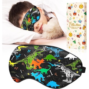 image:imageMiss Adola Sleep Mask for Kids  Silk Eye Mask for Sleeping Cute Cartoon Kids Sleep Mask for Boys Girls Teens Soft Smooth Adjustable Straps Silk Kids Eye Cover Black DinosaurBlack Dinosaur