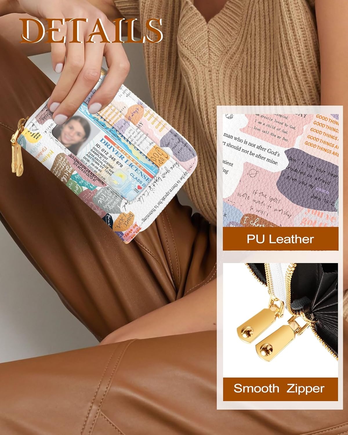 image:imageMiss Adola Credit Card Holder for Women RFID Women Wallet Leather Card Wallet for Ladies Girls Female Aesthetic Cute Wallet with Card Slots Coin Cash Zipper Purse amp ID Window Collage TextCollage Text