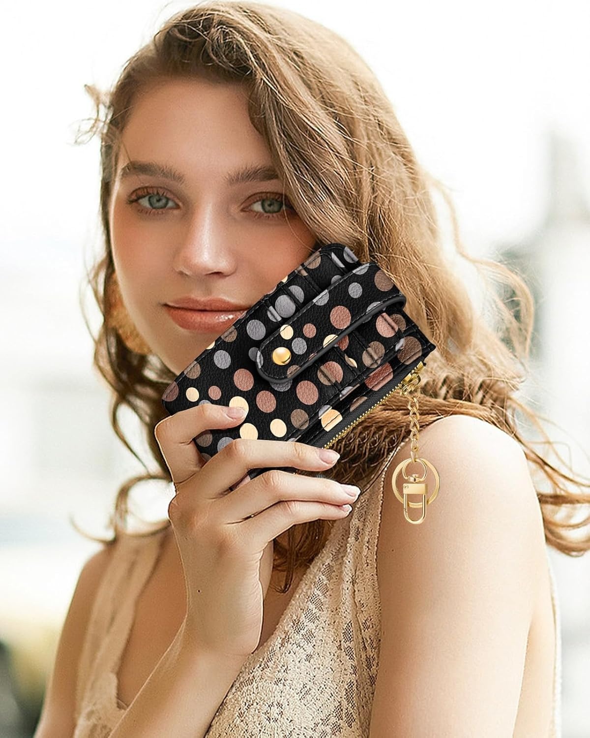 image:imageMiss Adola Cute Card Wallet Women Small Wallets with Keychain Jihe RFID Credit Cardholder Aesthetic Fashion Design Coin Purse for Female Ladies Teen GirlsJihe