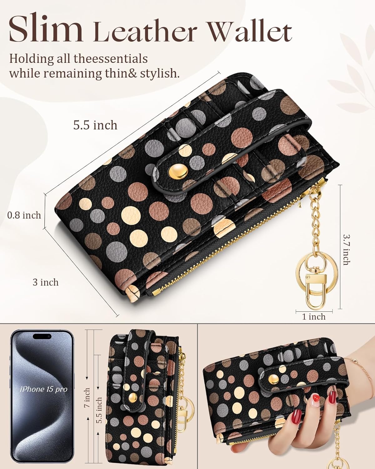 image:imageMiss Adola Cute Card Wallet Women Small Wallets with Keychain Jihe RFID Credit Cardholder Aesthetic Fashion Design Coin Purse for Female Ladies Teen GirlsJihe