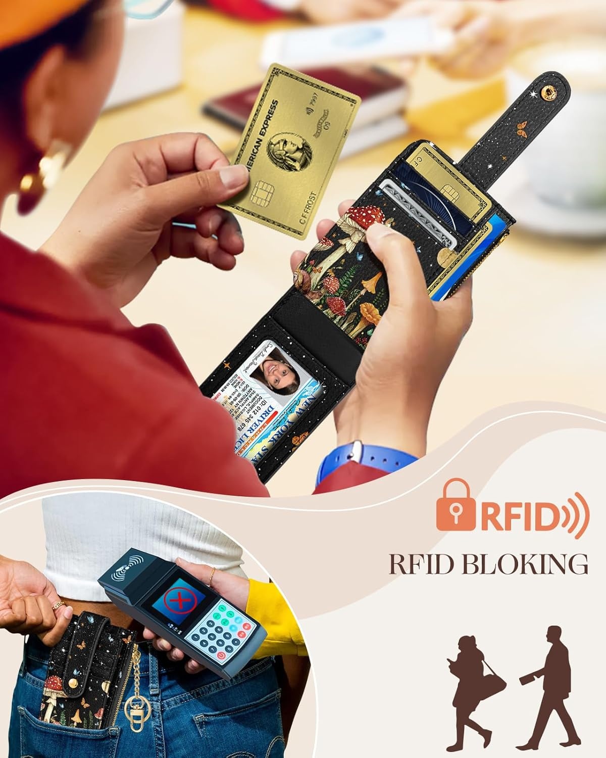 image:imageMiss Adola Cute Card Wallet Women Small Wallets with Keychain Jihe RFID Credit Cardholder Aesthetic Fashion Design Coin Purse for Female Ladies Teen GirlsMogu Butterfly