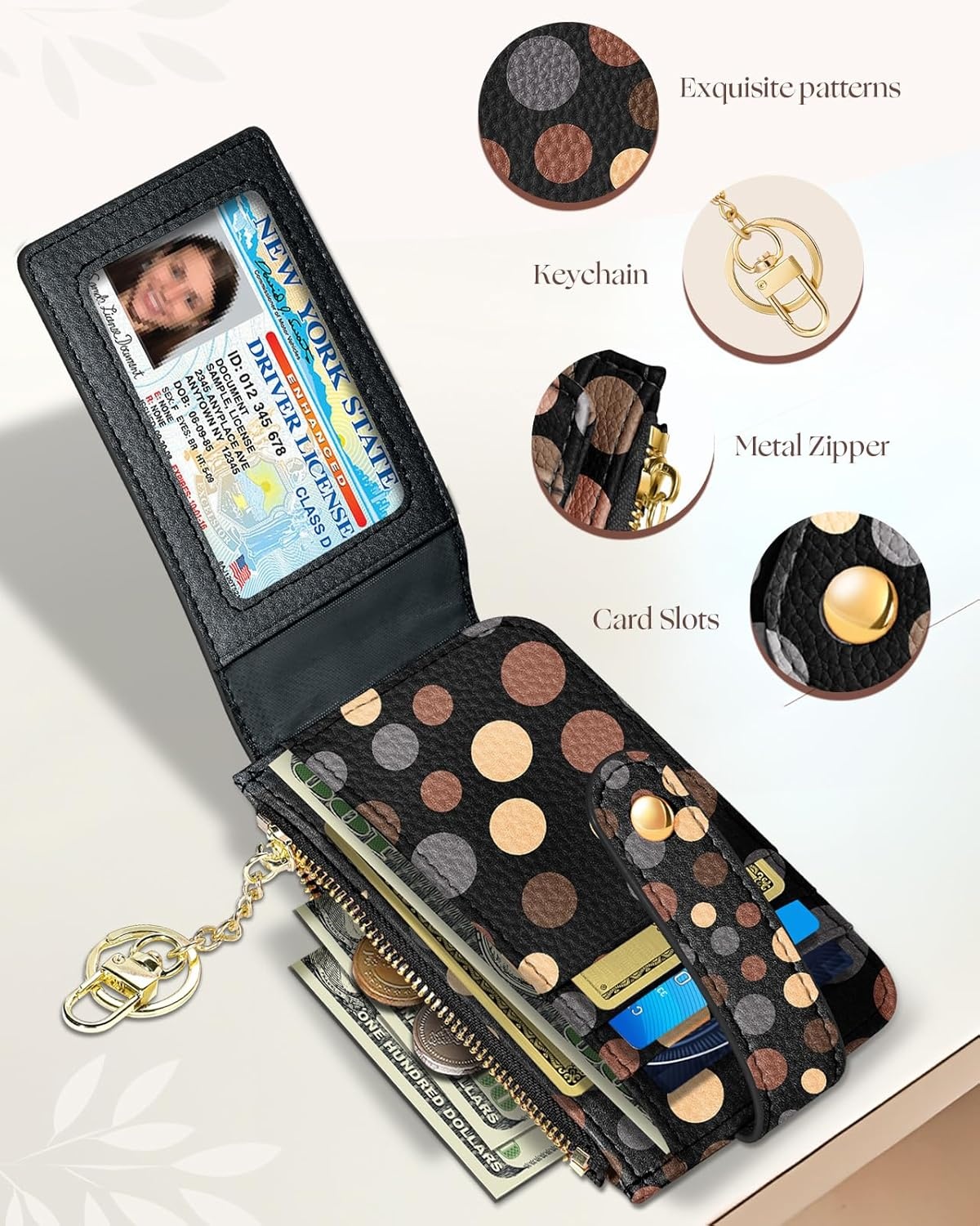 image:imageMiss Adola Cute Card Wallet Women Small Wallets with Keychain Jihe RFID Credit Cardholder Aesthetic Fashion Design Coin Purse for Female Ladies Teen GirlsJihe