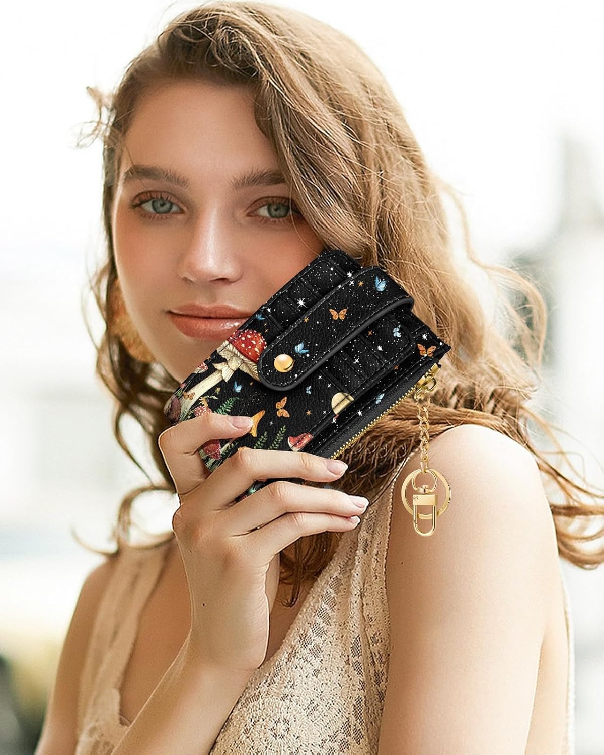 image:imageMiss Adola Cute Card Wallet Women Small Wallets with Keychain Jihe RFID Credit Cardholder Aesthetic Fashion Design Coin Purse for Female Ladies Teen GirlsMogu Butterfly