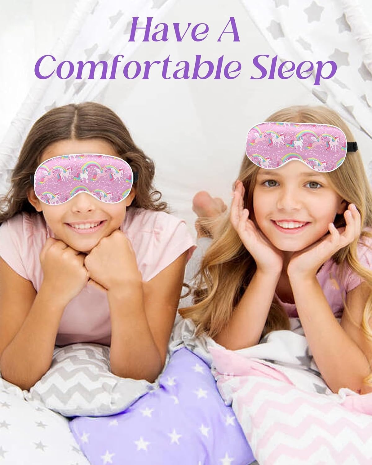 image:imageMiss Adola Kids Sleep Mask Silk Eye Mask for Kids Cute Cartoon Cool Kawaii Soft Smooth Lightweight Boys Girls Teens Sleeping Mask with Adjustable Straps Crayon DogPurple Unicorn