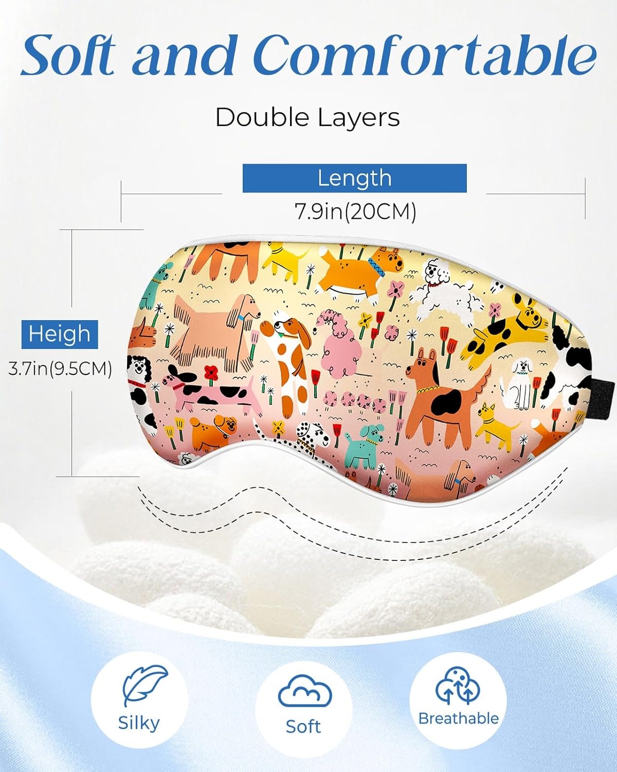 image:imageMiss Adola Kids Sleep Mask Silk Eye Mask for Kids Cute Cartoon Cool Kawaii Soft Smooth Lightweight Boys Girls Teens Sleeping Mask with Adjustable Straps Crayon DogCrayon Dog