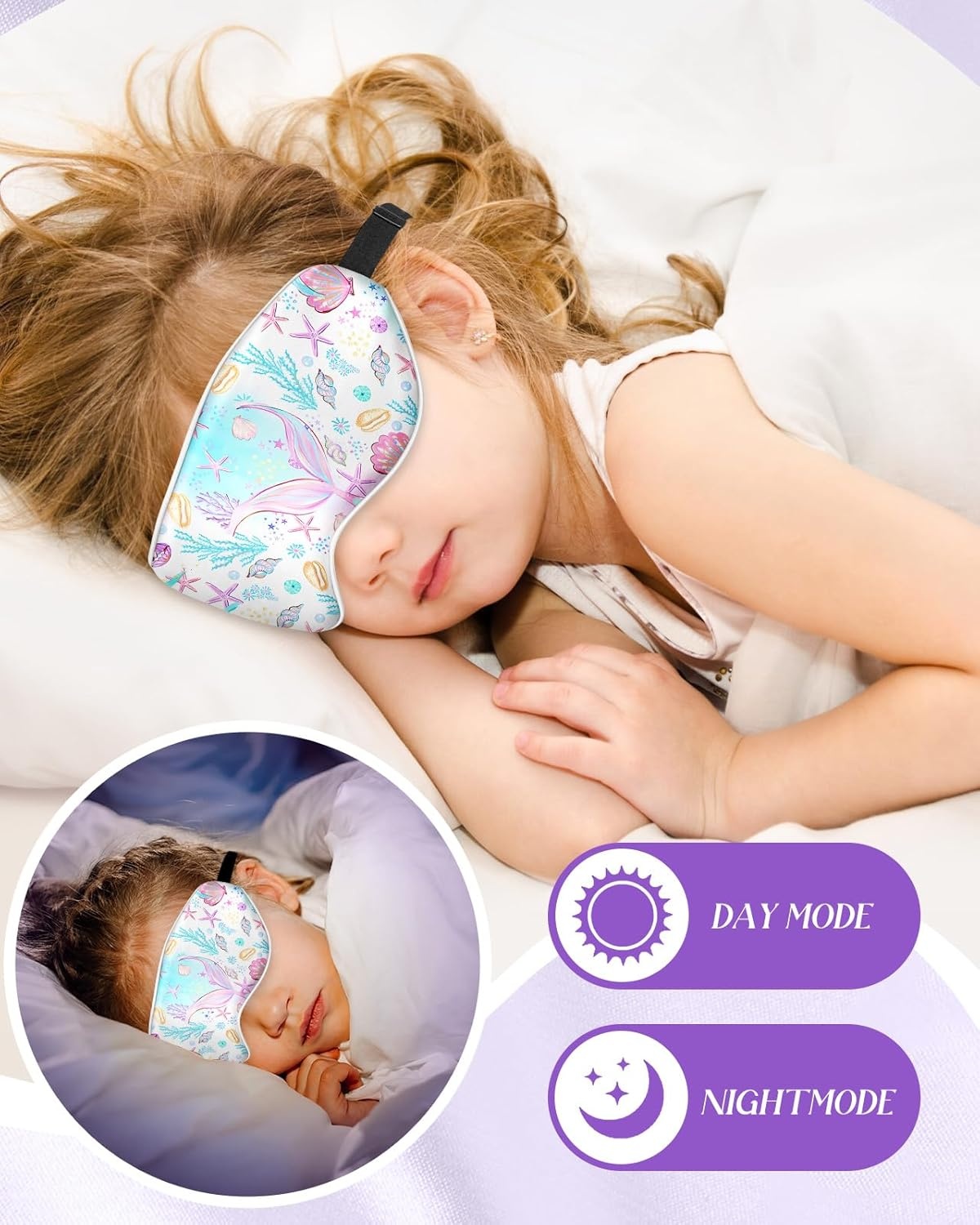 image:imageMiss Adola Kids Sleep Mask Silk Eye Mask for Kids Cute Cartoon Cool Kawaii Soft Smooth Lightweight Boys Girls Teens Sleeping Mask with Adjustable Straps Crayon DogPink Fishtail