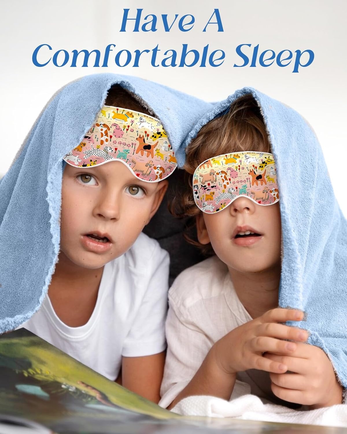 image:imageMiss Adola Kids Sleep Mask Silk Eye Mask for Kids Cute Cartoon Cool Kawaii Soft Smooth Lightweight Boys Girls Teens Sleeping Mask with Adjustable Straps Crayon DogCrayon Dog