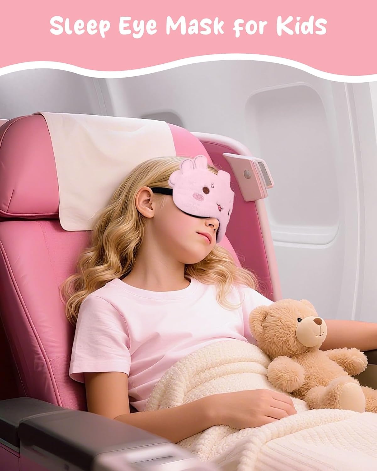 image:imageMiss Adola Sleep Mask for Kids Cute Cartoon Plush Fuffy Sleeping Eye Cover Dinosaur Kawaii Soft Eyeshade with Adjustable Strap Animal Eye Blindfold for Kids Girls Boys TeensPink Dinosaur