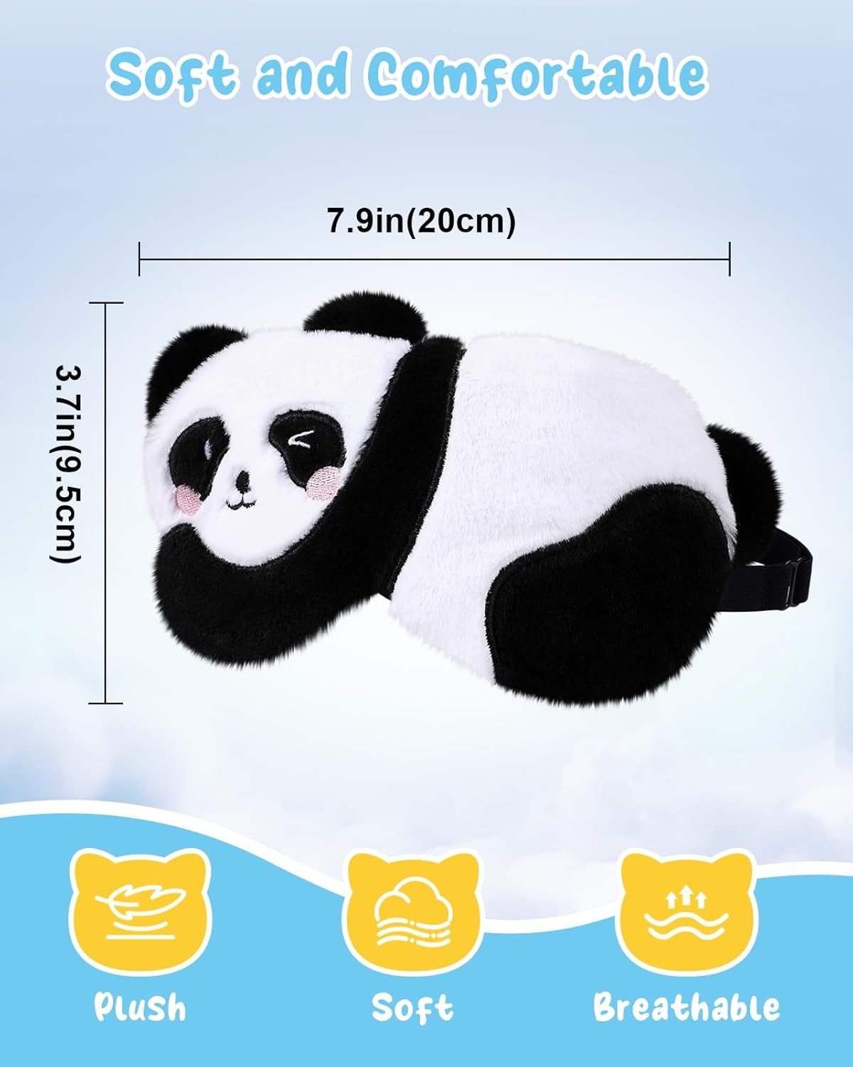 image:imageMiss Adola Sleep Mask for Kids Cute Cartoon Plush Fuffy Sleeping Eye Cover Dinosaur Kawaii Soft Eyeshade with Adjustable Strap Animal Eye Blindfold for Kids Girls Boys TeensPanda
