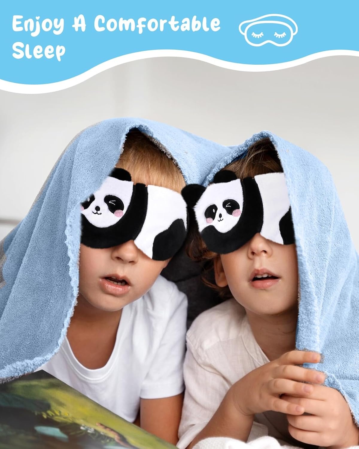 image:imageMiss Adola Sleep Mask for Kids Cute Cartoon Plush Fuffy Sleeping Eye Cover Dinosaur Kawaii Soft Eyeshade with Adjustable Strap Animal Eye Blindfold for Kids Girls Boys TeensPanda