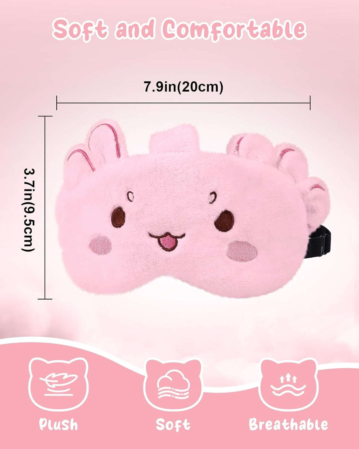 image:imageMiss Adola Sleep Mask for Kids Cute Cartoon Plush Fuffy Sleeping Eye Cover Dinosaur Kawaii Soft Eyeshade with Adjustable Strap Animal Eye Blindfold for Kids Girls Boys TeensPink Dinosaur