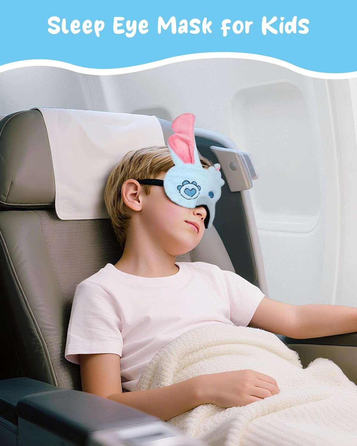 image:imageMiss Adola Sleep Mask for Kids Cute Cartoon Plush Fuffy Sleeping Eye Cover Dinosaur Kawaii Soft Eyeshade with Adjustable Strap Animal Eye Blindfold for Kids Girls Boys TeensBlue Eyes