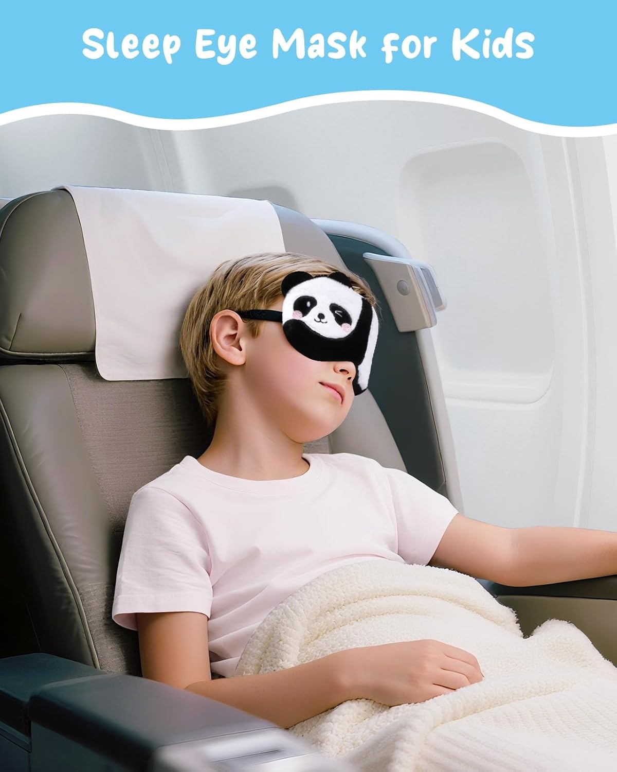 image:imageMiss Adola Sleep Mask for Kids Cute Cartoon Plush Fuffy Sleeping Eye Cover Dinosaur Kawaii Soft Eyeshade with Adjustable Strap Animal Eye Blindfold for Kids Girls Boys TeensPanda