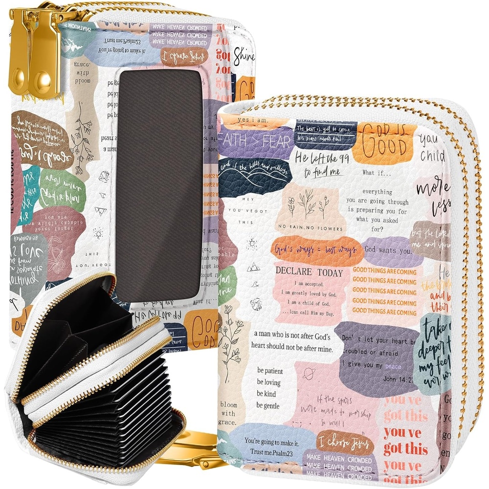 image:imageMiss Adola Credit Card Holder for Women RFID Women Wallet Leather Card Wallet for Ladies Girls Female Aesthetic Cute Wallet with Card Slots Coin Cash Zipper Purse amp ID Window Collage TextCollage Text