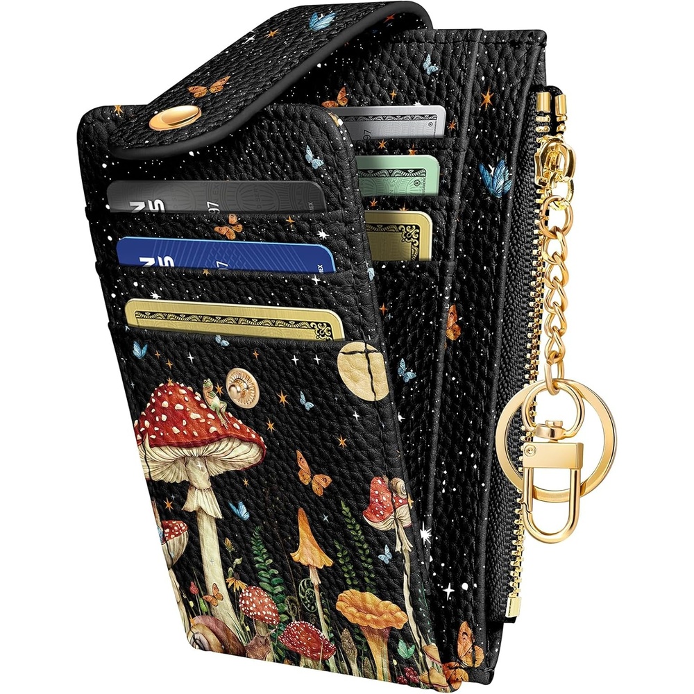 image:imageMiss Adola Cute Card Wallet Women Small Wallets with Keychain Jihe RFID Credit Cardholder Aesthetic Fashion Design Coin Purse for Female Ladies Teen GirlsMogu Butterfly