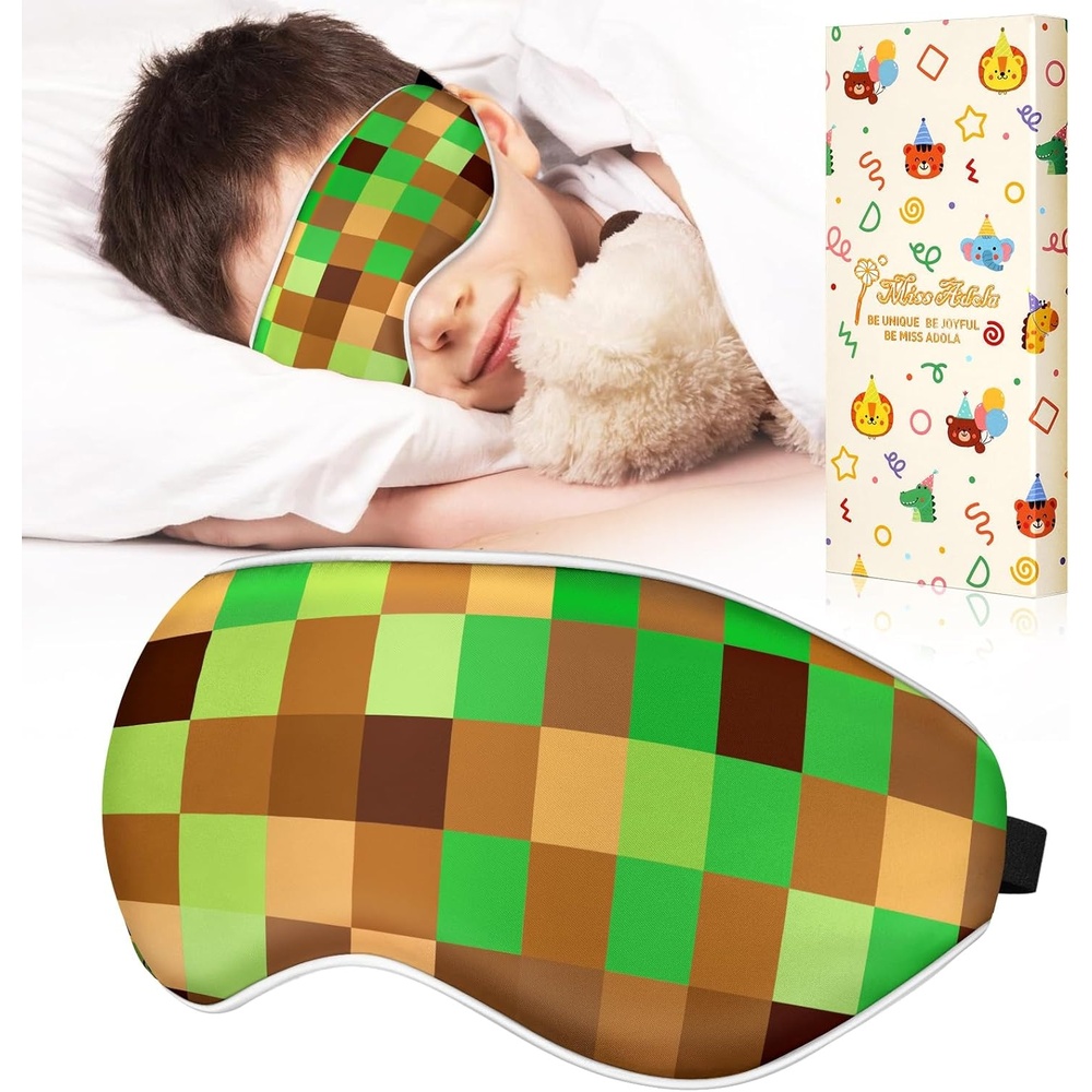 image:imageMiss Adola Kids Sleep Mask Silk Eye Mask for Kids Cute Cartoon Cool Kawaii Soft Smooth Lightweight Boys Girls Teens Sleeping Mask with Adjustable Straps Crayon DogMy World