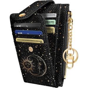 image:imageMiss Adola Cute Card Wallet Women  Small Wallets with Keychain Jihe RFID Credit Cardholder Aesthetic Fashion Design Coin Purse for Female Ladies Teen GirlsSun Moon