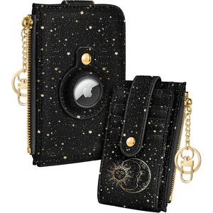 image:imageMiss Adola Cute Card Wallet Women with AirTag Holder  Sun Moon Genuine Leather Small Wallets with Keychain RFID Credit Cardholder Air Tag Aesthetic Coin Purse for Female Ladies Teen GirlsSun Moon