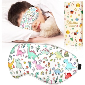 image:imageMiss Adola Kids Sleep Mask  Silk Eye Mask for Kids Cute Cartoon Cool Kawaii Soft Smooth Lightweight Boys Girls Teens Sleeping Mask with Adjustable Straps Dinosaur