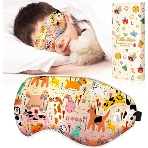 image:imageMiss Adola Kids Sleep Mask  Silk Eye Mask for Kids Cute Cartoon Cool Kawaii Soft Smooth Lightweight Boys Girls Teens Sleeping Mask with Adjustable Straps Crayon DogCrayon Dog