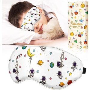 image:imageMiss Adola Kids Sleep Mask  Silk Eye Mask for Kids Cute Cartoon Cool Kawaii Soft Smooth Lightweight Boys Girls Teens Sleeping Mask with Adjustable Straps Astronaut