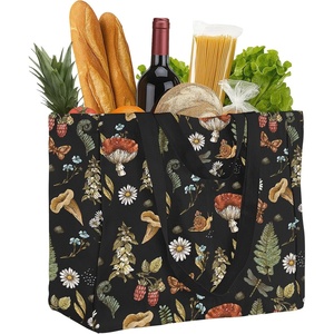 image:imageMiss Adola Large Canvas Grocery Tote Bag  Reusable Extra Large Shopping Shoulder Bags with 6 Inner Pockets amp 2 Handle StrapBlack Mushroom