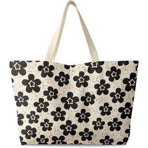 image:imageMiss Adola Large Tote Bag for Women  Canvas Tote Bag with Zipper Aesthetic Reusable Shoulder Bag for Gym Travel WorkBk Spot Flower