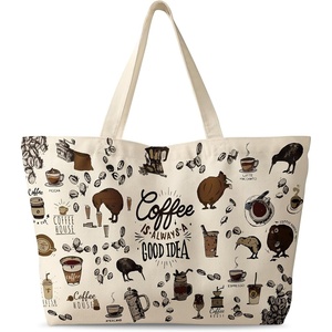 image:imageMiss Adola Large Tote Bag for Women  Canvas Tote Bag with Zipper Aesthetic Reusable Shoulder Bag for Gym Travel WorkCoffee House