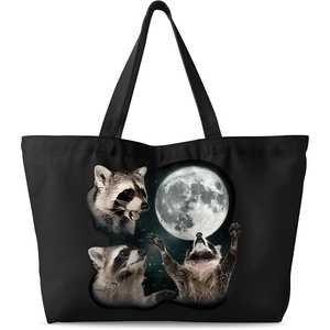 image:imageMiss Adola Large Tote Bag for Women  Canvas Tote Bag with Zipper Aesthetic Reusable Shoulder Bag for Gym Travel WorkThree Raccoon