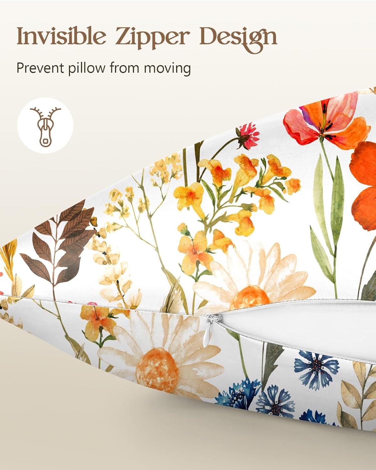 image:imageMiss Adola 2 Pack Silk Pillowcases 20x26 Inch Standard Size Silk Pillow Cases with Hidden Zipper for Women Lady Smooth Soft Breathable Cooling Design Pillowcases for Hair and Skin Green Leaf3d Red Flower