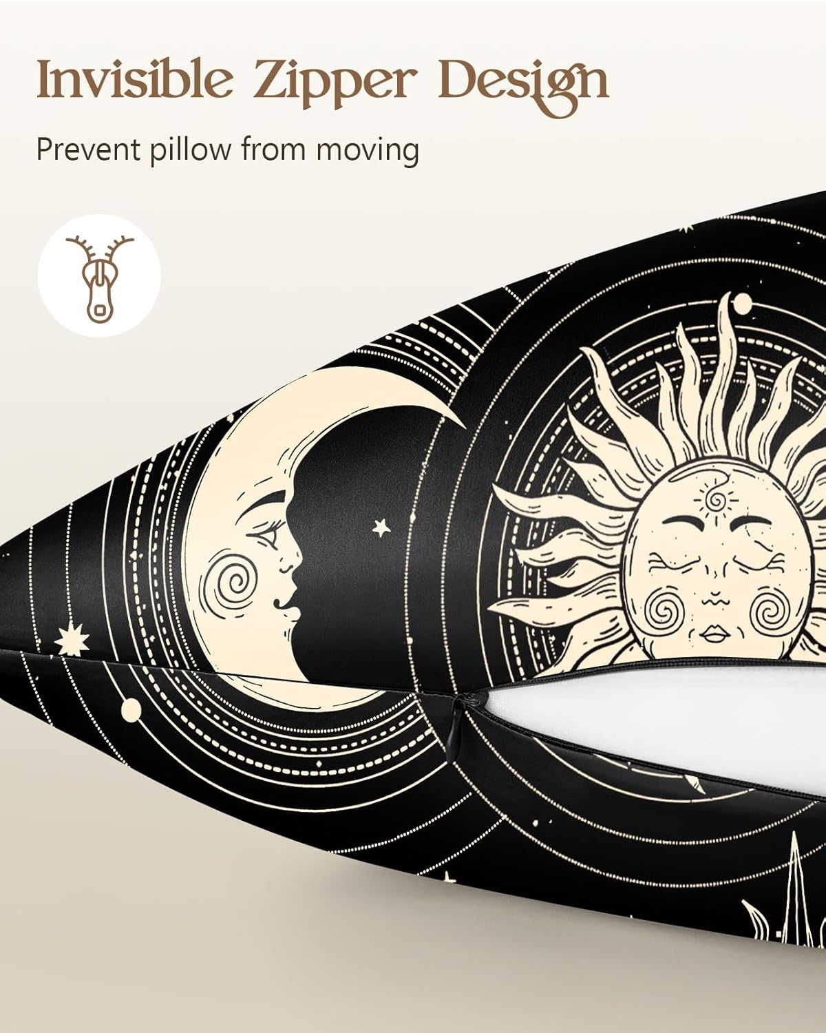 image:imageMiss Adola 2 Pack Silk Pillowcases 20x26 Inch Standard Size Silk Pillow Cases with Hidden Zipper for Women Lady Smooth Soft Breathable Cooling Design Pillowcases for Hair and Skin Green LeafBlack Star Moon