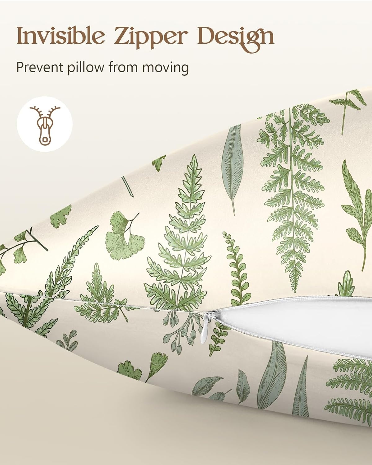 image:imageMiss Adola 2 Pack Silk Pillowcases 20x26 Inch Standard Size Silk Pillow Cases with Hidden Zipper for Women Lady Smooth Soft Breathable Cooling Design Pillowcases for Hair and Skin Green LeafGreen Leaf