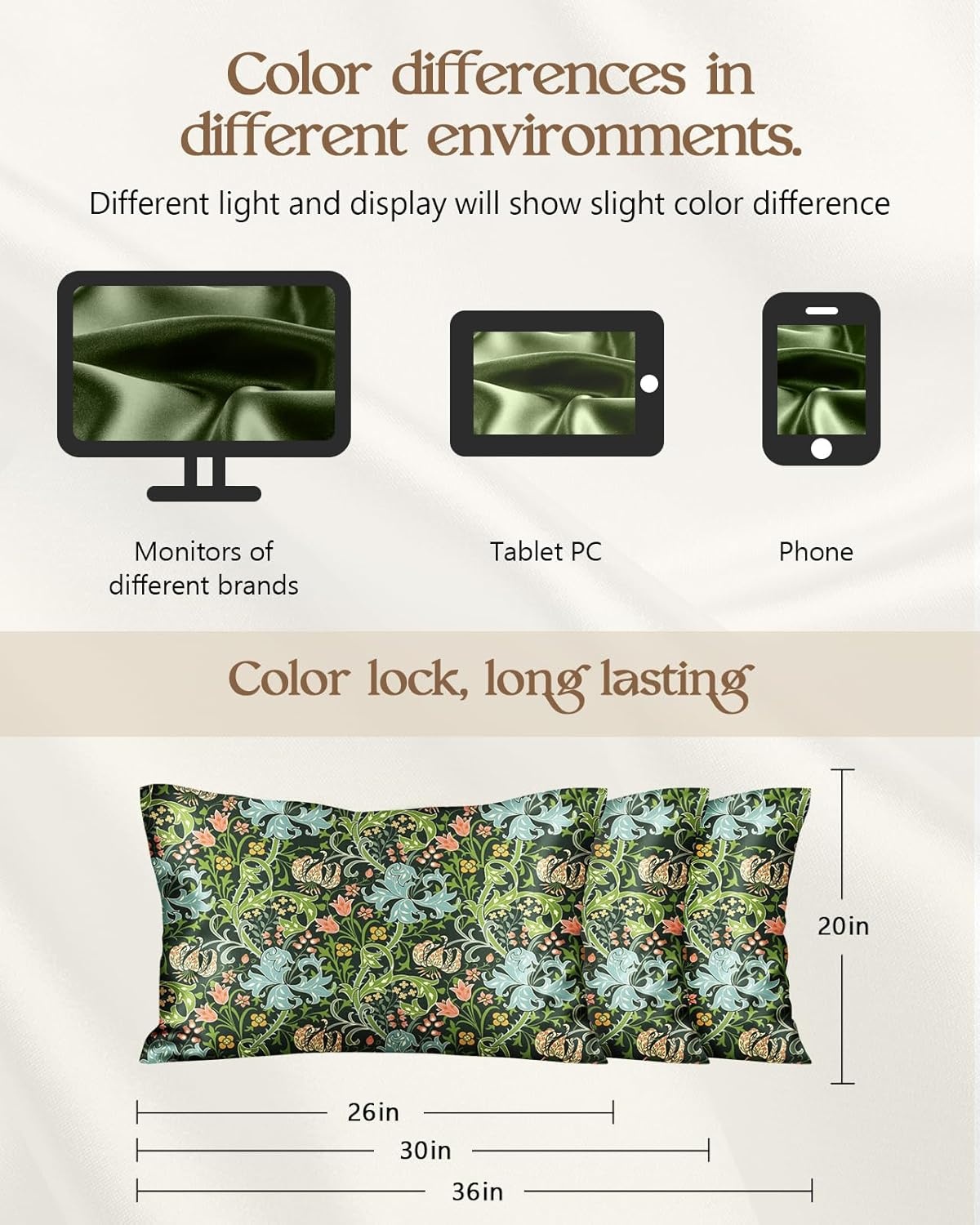 image:imageMiss Adola 2 Pack Silk Pillowcases Standard Size 20 x 26 Inch Silky Pillow Cases for Hair and Skin Soft Smooth Cooling Aesthetic Bed Sleeping Pillow Covers with Zipper for Women Green ArtGreen Art
