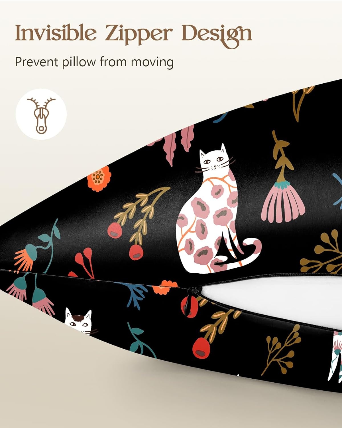 image:imageMiss Adola 2 Pack Silk Pillowcases Standard Size 20 x 26 Inch Silky Pillow Cases for Hair and Skin Soft Smooth Cooling Aesthetic Bed Sleeping Pillow Covers with Zipper for Women Green ArtBlack Flower Cats