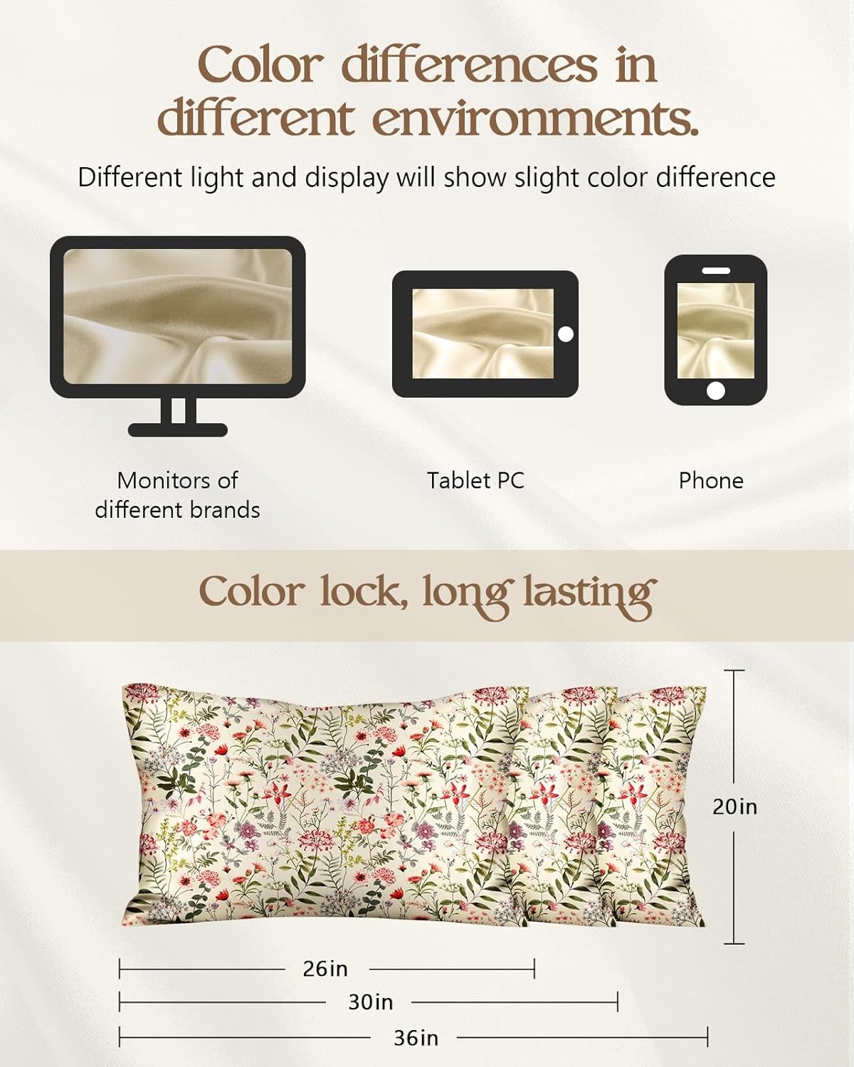 image:imageMiss Adola 2 Pack Silk Pillowcases Standard Size 20 x 26 Inch Silky Pillow Cases for Hair and Skin Soft Smooth Cooling Aesthetic Bed Sleeping Pillow Covers with Zipper for Women Green ArtFlower Shrubs