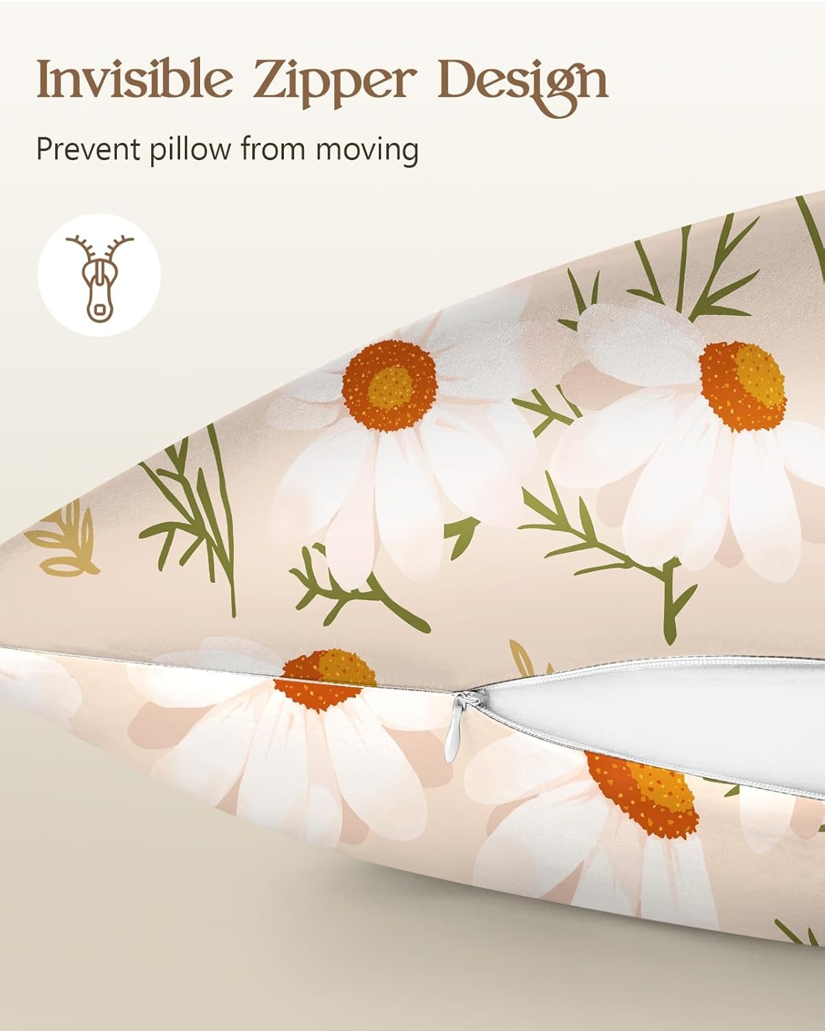 image:imageMiss Adola 2 Pack Silk Pillowcases Standard Size 20 x 26 Inch Silky Pillow Cases for Hair and Skin Soft Smooth Cooling Aesthetic Bed Sleeping Pillow Covers with Zipper for Women Green ArtFull Daisy